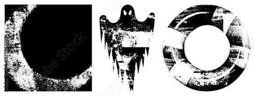 Three abstract vector with distressed texture