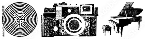 maze camera piano isolated