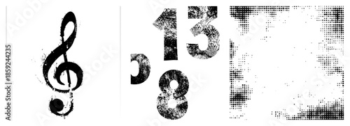 treble clef number 138 halftone vector