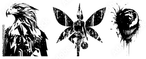 eagle fairy skull vector