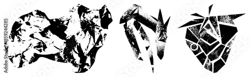 abstract geometric animal silhouettes black and white