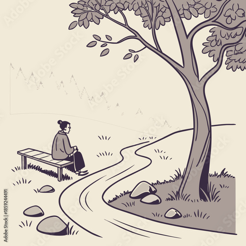 Person sitting under a tree
