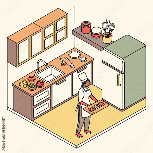 Chef preparing meal in modern kitchen