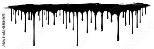 Dripping Paint Border Silhouette Vector – Grunge Liquid Ink Drip Edge