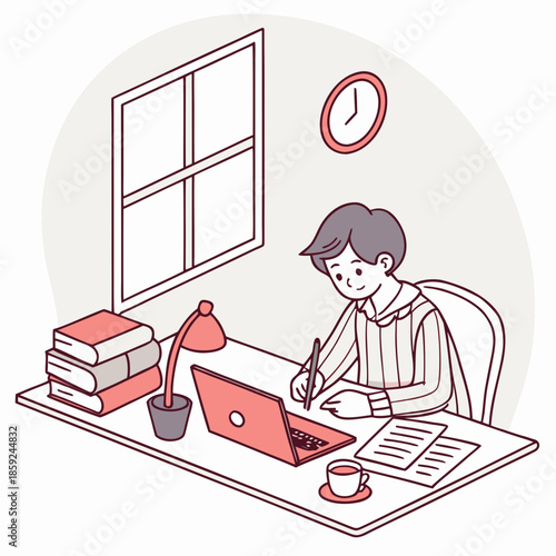 Student studying at desk