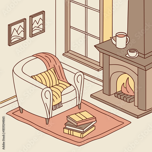 Cozy living room by the fire