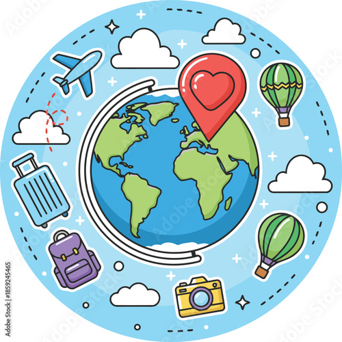 Global journey concept featuring diverse elements for exciting adventures and exploration
