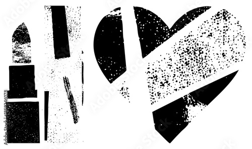 abstract black shapes on transparent background