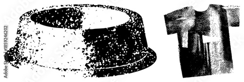 dog bowl and t shirt halftone vector