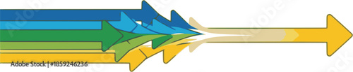 Merging arrows streamline process concept image. Clipart image isolated on white background.
