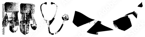 medical gloves stethoscope surgical scissors vector