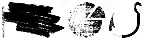 brush strokes pie chart fishing hook black and white vector