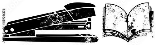 stapler and open book vector illustration