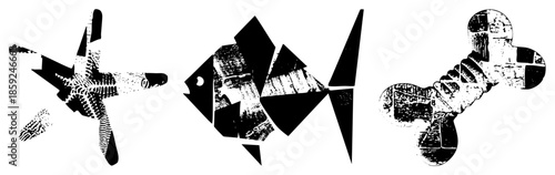 abstract fish airplane bone vector