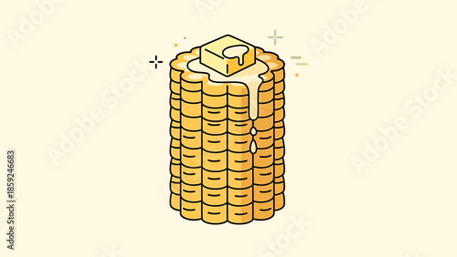 Stacks of gold coins illustration with a central opening