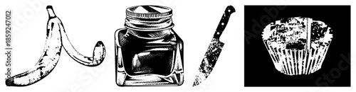 banana inkwell knife cupcake