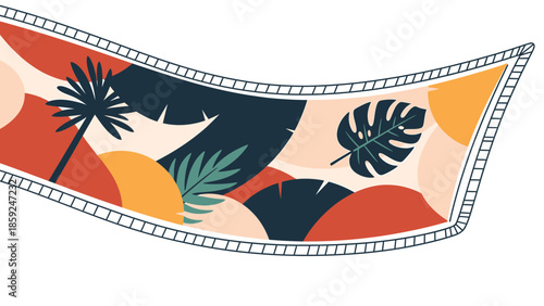 Vibrant Tropical Leaves and Plants in an Abstract Artistic Illustration