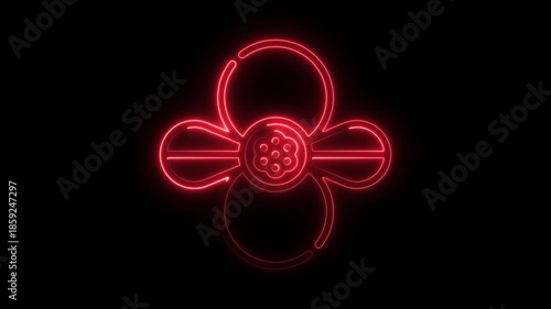 Red Neon Biohazard Symbol on Black Background neon sign hazard sign