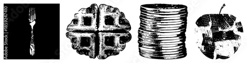 fork waffle coins vector