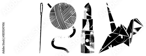 yarn lipstick crane vector