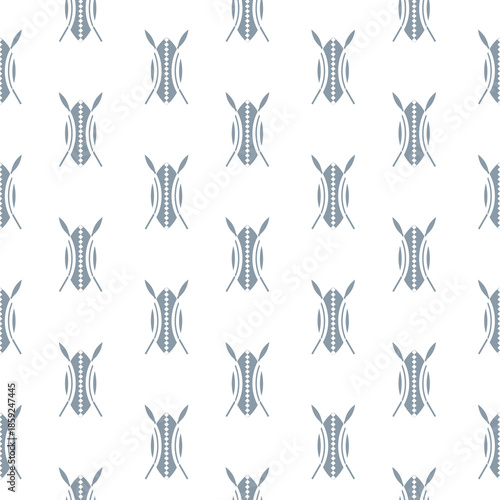 African spear and shield seamless pattern isolated on white background