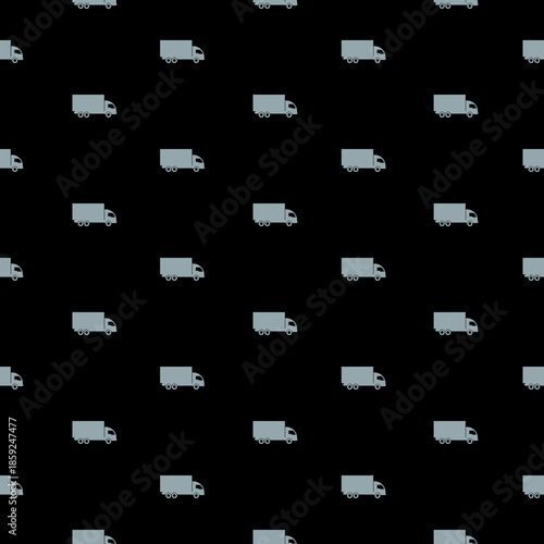 Big truck delivery seamless pattern isolated on black background