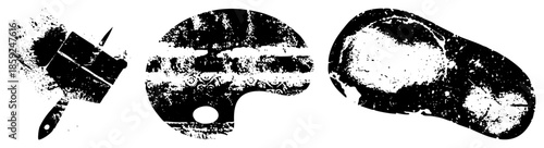 paintbrush palette shoeprint vector