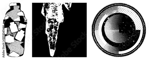 fragmented vase skull gear halftone