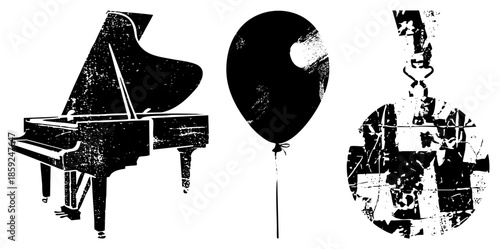 piano balloon abstract shapes