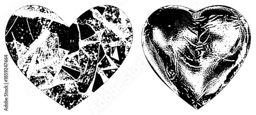 two broken and black and white vector