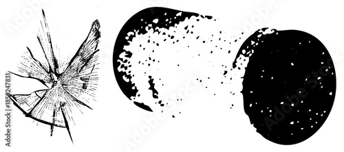 shattered glass and spheres