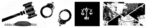 Legal symbols vector set distressed
