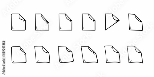 A collection of simple hand drawn file folder icons in a linear style
