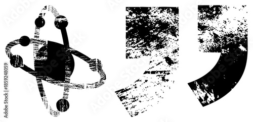 atomic symbol and quotation marks vector