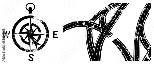 Compass and highway interchange vector
