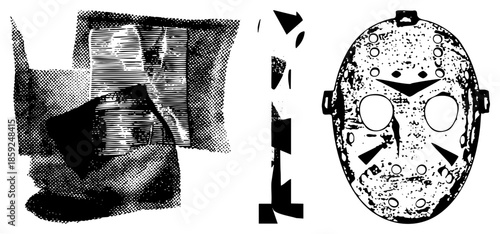 hockey mask and abstract shapes