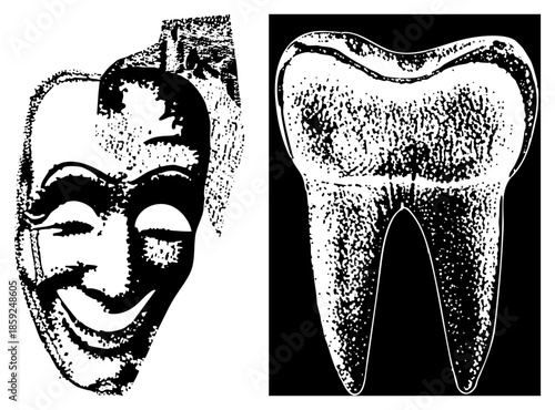 theater mask and tooth illustration