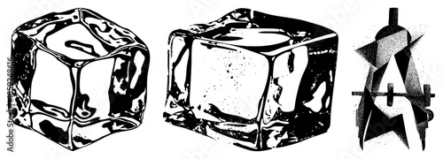 ice cubes and abstract letter a vector illustration