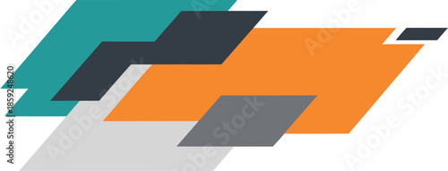 Dynamic arrangement of interconnected modern geometric shapes forming an abstract composition with vibrant color contrasts, symbolizing progress and innovation in graphic design