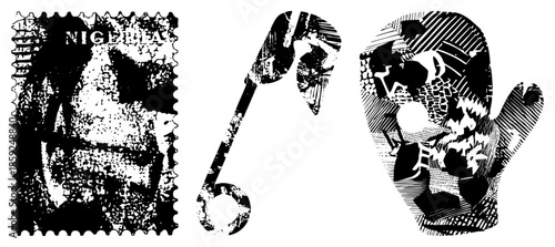 Nigerian postage stamp key glove graphic set
