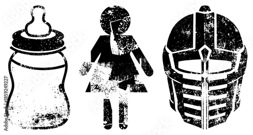 baby bottle female figure helmet vector