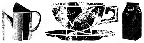 coffee kettle teacup milk carton set