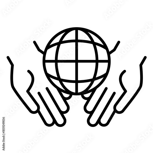 デフォルメされた地球を両手のひらで優しく包むアイコンイラスト