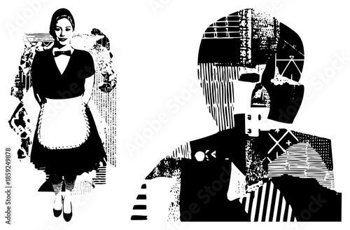 waitress and robot waiter side by side