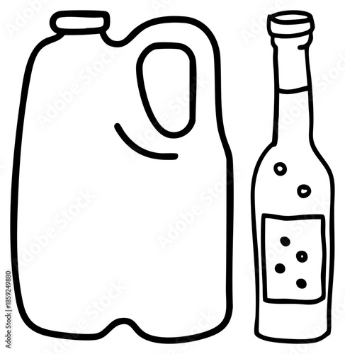 milk jug and wine bottle