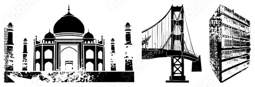 Taj Mahal Gate Bridge skyscraper vector