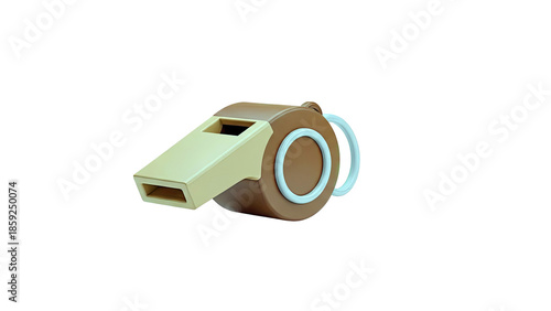 Brown and tan plastic whistle on a white background