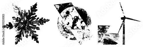 snowflake earth wind turbine abstract