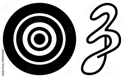 target symbol and number three