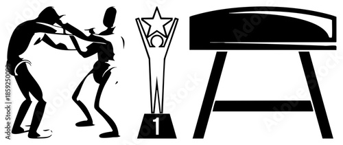 boxers fighting trophy podium